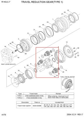 R140-7 R160-7 Bagian-bagian Gearbox XKAH-00357 XKAH-00358 XKAH-00355 XKAH-00356 R140-7 CARRIER ASSY